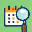 Calendar icon with a magnifying glass, symbolizing booking a discovery call.
